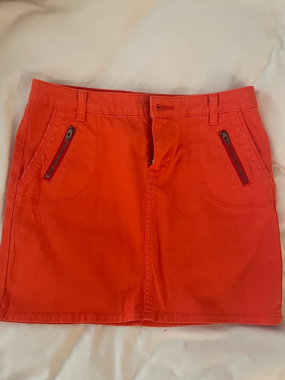 Gap Orange Zip-Pocket Mini Skirt.